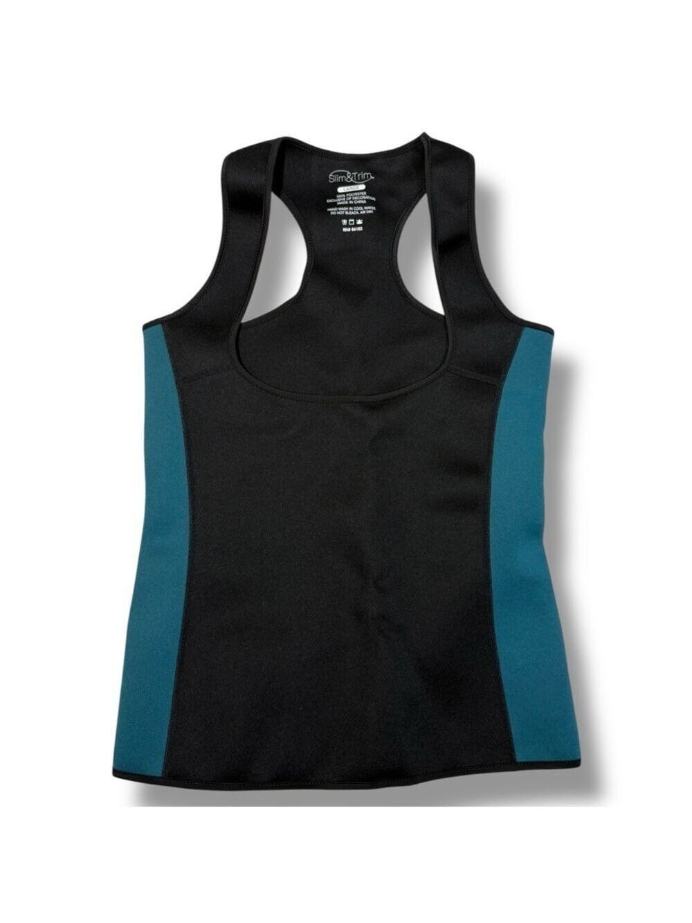 Slim & Trim Women’s Neoprene Slimming Hourglass Tank Black/Teal Size Large